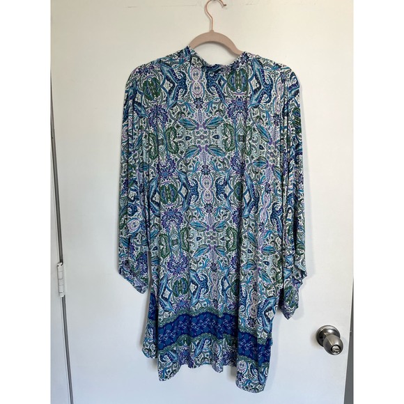 Soma Kimono Pajama Wrap Folklore Royal Blue Stretch Soft Large - Picture 6 of 8